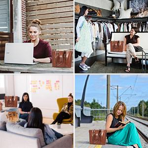 Computer portatile a 15,6 pollici Tote Bag di Bag del messaggero di cuoio d'annata delle donne 4