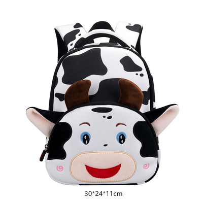 Le ragazze animali impermeabili di asilo del fumetto 3D dello zaino dei bambini della mucca adattano le cartelle