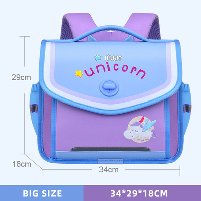 Zaino per bambini impermeabile in pelle nera con 3 scomparti