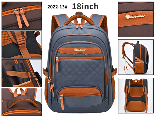 Zaino a 18 pollici casuale di nylon del computer portatile di School dello studente impermeabile dello zaino di affari