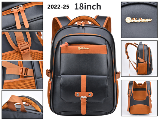 Studente di college a 18 pollici School Bag del cuoio dell'unità di elaborazione degli uomini casuali dello zaino di affari