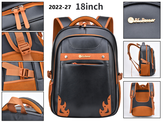 Studente di college a 18 pollici School Bag del cuoio dell'unità di elaborazione degli uomini casuali dello zaino di affari