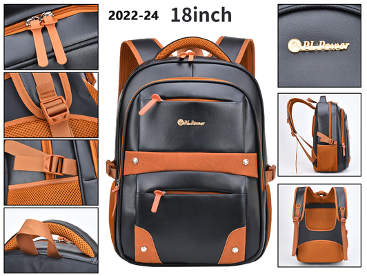Studente di college a 18 pollici School Bag del cuoio dell'unità di elaborazione degli uomini casuali dello zaino di affari