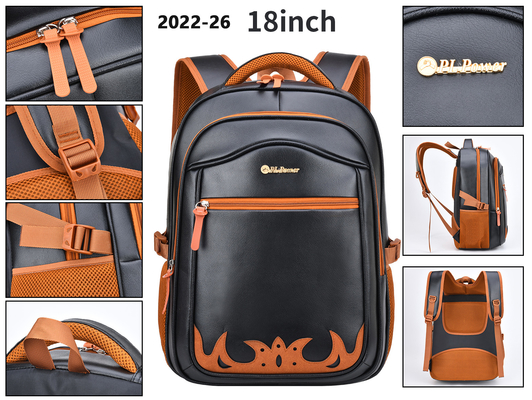 Studente di college a 18 pollici School Bag del cuoio dell'unità di elaborazione degli uomini casuali dello zaino di affari