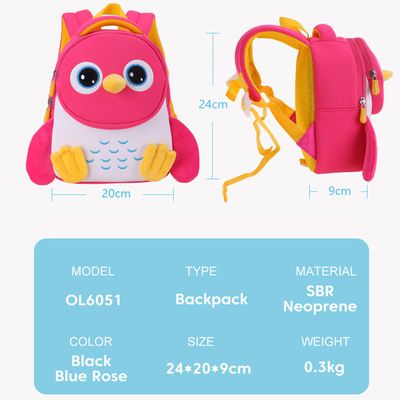 Asilo impermeabile della borsa di scuola dei bambini del bambino del bambino dello zaino 3D dei bambini del pinguino