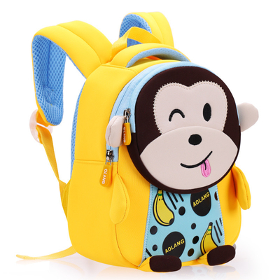 Cartelle perse dei bambini della scimmia anti dello zaino del fumetto sveglio impermeabile del neoprene 3D 2 dimensioni