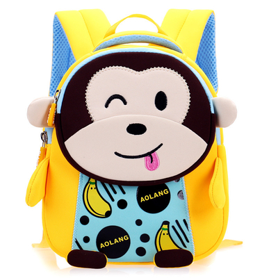 Cartelle perse dei bambini della scimmia anti dello zaino del fumetto sveglio impermeabile del neoprene 3D 2 dimensioni