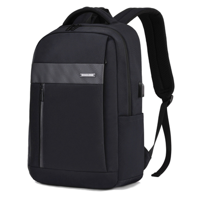 zaino USB del computer portatile di affari 15.6inch che fa pagare la borsa di cuoio nera del computer portatile