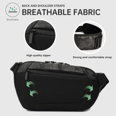 Borse inter- dell'imbracatura di Oxford del sacco per cadaveri di Fanny Pack Black Anti Theft di modo impermeabile del petto