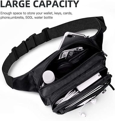 Le donne di Bum Fashion Fanny Pack Men innaffiano la borsa resistente della vita con 6 tasche zippate