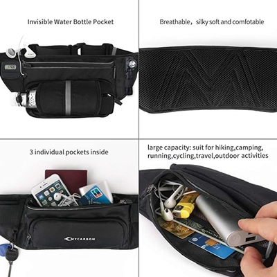 Cinghia impermeabile di Bum Jogging Belt Bag Running del poliestere con la portabottiglia