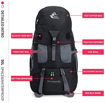 zaino d'escursione resistente leggero dell'acqua 50l per la visita di campeggio rampicante