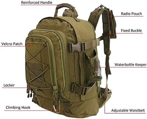 Materiale di campeggio militare tattico estensibile di Oxford dello zaino 60l