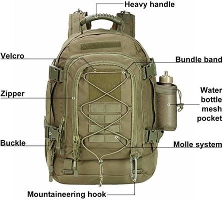 Materiale di campeggio militare tattico estensibile di Oxford dello zaino 60l
