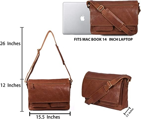 il messaggero di cuoio Bag Canvas Cowhide 400g delle donne del computer portatile 14inch