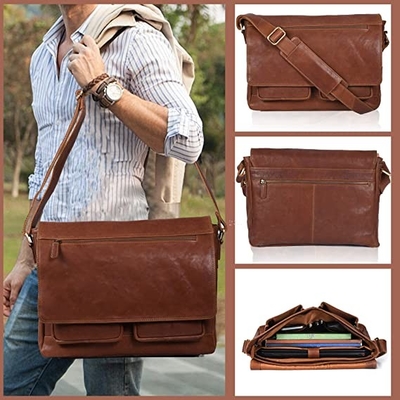 il messaggero di cuoio Bag Canvas Cowhide 400g delle donne del computer portatile 14inch