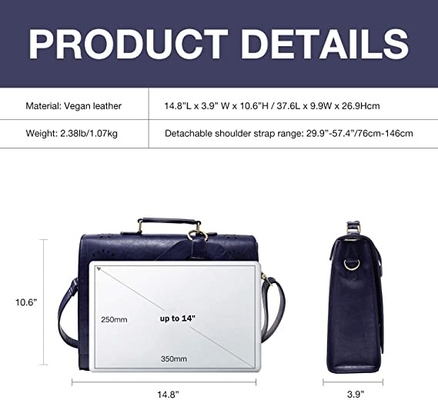 Arco staccabile del computer portatile del vegano delle donne della borsa della spalla del computer della borsa di cuoio di Satchel