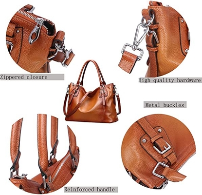 Maniglia inter- di cuoio genuina Tote Bag della cima di Satchel del corpo della borsa delle donne del ODM